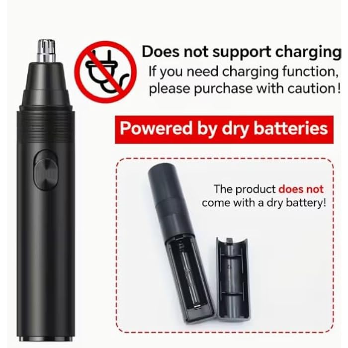 GERTZY Manual Nose Hair Trimmer, Stainless Steel Head, Portable Battery-Powered Facial Hair Removal Device for Men and Women, Black - Image 5